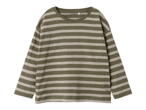 Name It dusty olive/pure cashmere stribet top